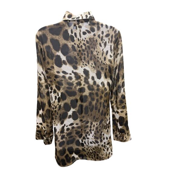Tommy Bahama Tunic Blouse Womens XS Animal Leopard Print Long Sleeve Top Button - Picture 4 of 4
